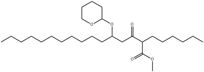 2-헥실-3-옥소-5-[(테트라히드로-2H-피란-2-일)옥시]-헥사데칸산메틸에스테르 구조식 이미지