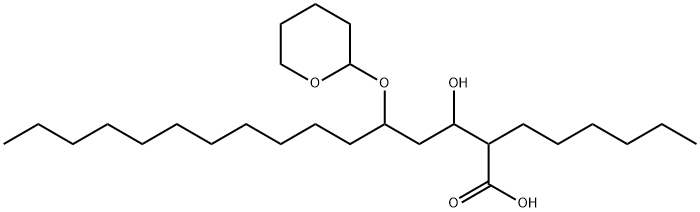 2-Hexyl-3-hydroxy-5-[(tetrahydro-2H-pyran-2-yl)oxy]-hexadecanoic Acid Structure