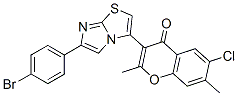 3-[3-(4-bromophenyl)-6-thia-1,4-diazabicyclo[3.3.0]octa-2,4,7-trien-8- yl]-6-chloro-2,7-dimethyl-chromen-4-one 구조식 이미지