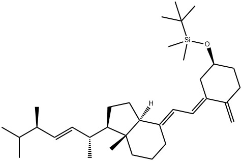 tert-butyl((E)-3-((E)-2-((1R,3aS,7aR)-1-((2R,5R,E)-5,6-diMethylhept-3-en-2-yl)-7a-Methyldihydro-1H-inden-4(2H,5H,6H,7H,7aH)-ylidene)ethylidene)-4-Methylenecyclohexyloxy)diMethylsilane 구조식 이미지