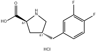 (2S,4R)-4-(3,4-difluorobenzyl)pyrrolidine-2-carboxylic acid hydrochloride Structure