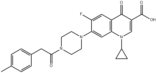 3-Quinolinecarboxylic acid, 1-cyclopropyl-6-fluoro-1,4-dihydro-7-[4-[2-(4-Methylphenyl)acetyl]-1-piperazinyl]-4-oxo- 구조식 이미지