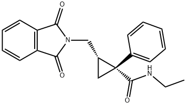 cis-2-[(1,3-Dihydro-1,3-dioxo-2H-isoindol-2-yl)Methyl]-N-ethyl-1-phenyl시클로프로판카르복사미드 구조식 이미지
