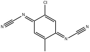 [(1E,4E)-2-Chloro-5-methyl-2,5-cyclohexadiene-1,4-diylidene]biscyanamide 구조식 이미지