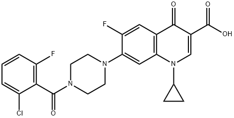 3-Quinolinecarboxylic acid, 7-[4-(2-chloro-6-fluorobenzoyl)-1-piperazinyl]-1-cyclopropyl-6-fluoro-1,4-dihydro-4-oxo- 구조식 이미지