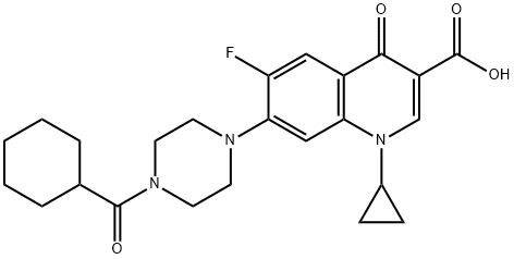 3-Quinolinecarboxylic acid, 7-[4-(cyclohexylcarbonyl)-1-piperazinyl]-1-cyclopropyl-6-fluoro-1,4-dihydro-4-oxo- 구조식 이미지