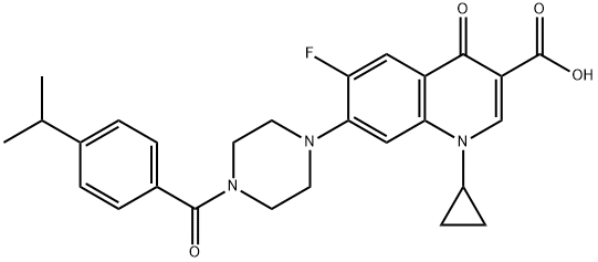 3-Quinolinecarboxylic acid, 1-cyclopropyl-6-fluoro-1,4-dihydro-7-[4-[4-(1-Methylethyl)benzoyl]-1-piperazinyl]-4-oxo- 구조식 이미지