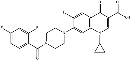 3-Quinolinecarboxylic acid, 1-cyclopropyl-7-[4-(2,4-difluorobenzoyl)-1-piperazinyl]-6-fluoro-1,4-dihydro-4-oxo- 구조식 이미지