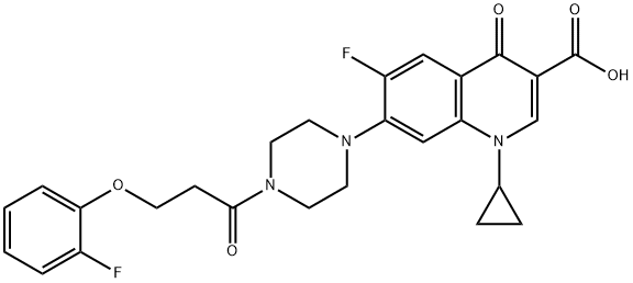 3-Quinolinecarboxylic acid, 1-cyclopropyl-6-fluoro-7-[4-[3-(2-fluorophenoxy)-1-oxopropyl]-1-piperazinyl]-1,4-dihydro-4-oxo- 구조식 이미지