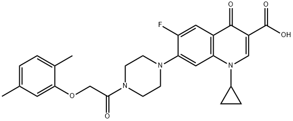 3-Quinolinecarboxylic acid, 1-cyclopropyl-7-[4-[2-(2,5-diMethylphenoxy)acetyl]-1-piperazinyl]-6-fluoro-1,4-dihydro-4-oxo- 구조식 이미지