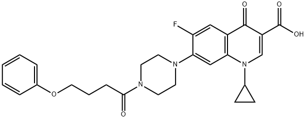 3-Quinolinecarboxylic acid, 1-cyclopropyl-6-fluoro-1,4-dihydro-4-oxo-7-[4-(1-oxo-4-phenoxybutyl)-1-piperazinyl]- 구조식 이미지