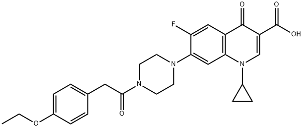 3-Quinolinecarboxylic acid, 1-cyclopropyl-7-[4-[2-(4-ethoxyphenyl)acetyl]-1-piperazinyl]-6-fluoro-1,4-dihydro-4-oxo- 구조식 이미지