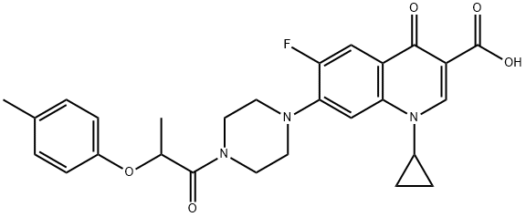 3-Quinolinecarboxylic acid, 1-cyclopropyl-6-fluoro-1,4-dihydro-7-[4-[2-(4-Methylphenoxy)-1-oxopropyl]-1-piperazinyl]-4-oxo- 구조식 이미지