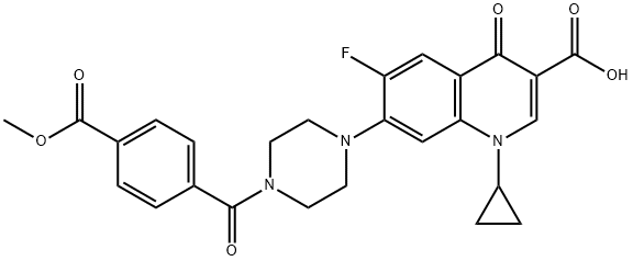 3-Quinolinecarboxylic acid, 1-cyclopropyl-6-fluoro-1,4-dihydro-7-[4-[4-(Methoxycarbonyl)benzoyl]-1-piperazinyl]-4-oxo- 구조식 이미지