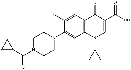 3-Quinolinecarboxylic acid, 1-cyclopropyl-7-[4-(cyclopropylcarbonyl)-1-piperazinyl]-6-fluoro-1,4-dihydro-4-oxo- 구조식 이미지