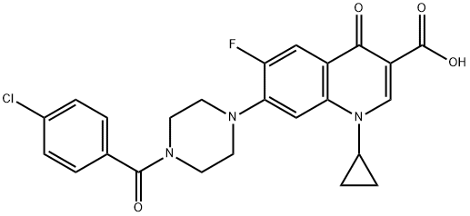 3-Quinolinecarboxylic acid, 7-[4-(4-chlorobenzoyl)-1-piperazinyl]-1-cyclopropyl-6-fluoro-1,4-dihydro-4-oxo- 구조식 이미지