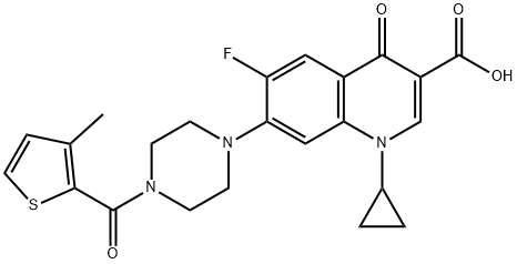 3-Quinolinecarboxylic acid, 1-cyclopropyl-6-fluoro-1,4-dihydro-7-[4-[(3-Methyl-2-thienyl)carbonyl]-1-piperazinyl]-4-oxo- Structure