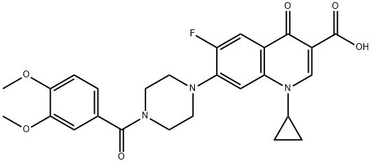 3-Quinolinecarboxylic acid, 1-cyclopropyl-7-[4-(3,4-diMethoxybenzoyl)-1-piperazinyl]-6-fluoro-1,4-dihydro-4-oxo- 구조식 이미지