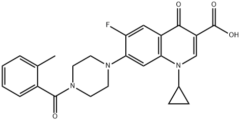 3-Quinolinecarboxylic acid, 1-cyclopropyl-6-fluoro-1,4-dihydro-7-[4-(2-Methylbenzoyl)-1-piperazinyl]-4-oxo- 구조식 이미지