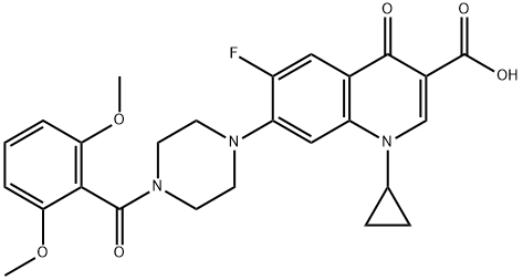 3-Quinolinecarboxylic acid, 1-cyclopropyl-7-[4-(2,6-diMethoxybenzoyl)-1-piperazinyl]-6-fluoro-1,4-dihydro-4-oxo- 구조식 이미지