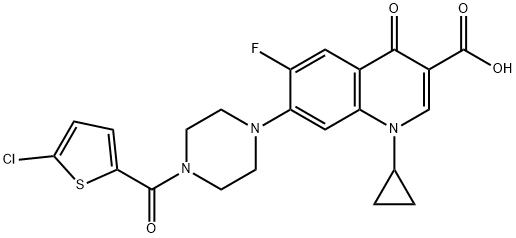 3-Quinolinecarboxylic acid, 7-[4-[(5-chloro-2-thienyl)carbonyl]-1-piperazinyl]-1-cyclopropyl-6-fluoro-1,4-dihydro-4-oxo- 구조식 이미지