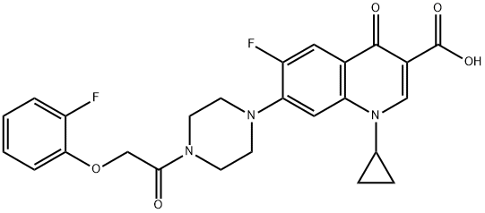 3-Quinolinecarboxylic acid, 1-cyclopropyl-6-fluoro-7-[4-[2-(2-fluorophenoxy)acetyl]-1-piperazinyl]-1,4-dihydro-4-oxo- 구조식 이미지