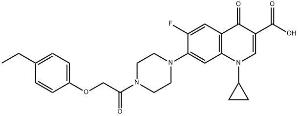 3-Quinolinecarboxylic acid, 1-cyclopropyl-7-[4-[2-(4-ethylphenoxy)acetyl]-1-piperazinyl]-6-fluoro-1,4-dihydro-4-oxo- 구조식 이미지