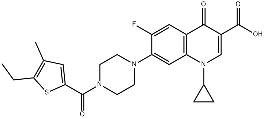 3-Quinolinecarboxylic acid, 1-cyclopropyl-7-[4-[(5-ethyl-4-Methyl-2-thienyl)carbonyl]-1-piperazinyl]-6-fluoro-1,4-dihydro-4-oxo- 구조식 이미지
