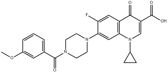 3-Quinolinecarboxylic acid, 1-cyclopropyl-6-fluoro-1,4-dihydro-7-[4-(3-Methoxybenzoyl)-1-piperazinyl]-4-oxo- Structure