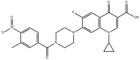 3-Quinolinecarboxylic acid, 1-cyclopropyl-6-fluoro-1,4-dihydro-7-[4-(3-Methyl-4-nitrobenzoyl)-1-piperazinyl]-4-oxo- 구조식 이미지