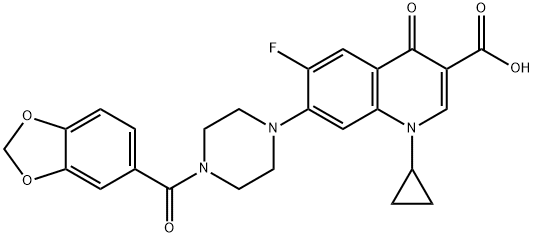 3-Quinolinecarboxylic acid, 7-[4-(1,3-benzodioxol-5-ylcarbonyl)-1-piperazinyl]-1-cyclopropyl-6-fluoro-1,4-dihydro-4-oxo- Structure