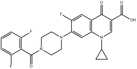 3-Quinolinecarboxylic acid, 1-cyclopropyl-7-[4-(2,6-difluorobenzoyl)-1-piperazinyl]-6-fluoro-1,4-dihydro-4-oxo- Structure