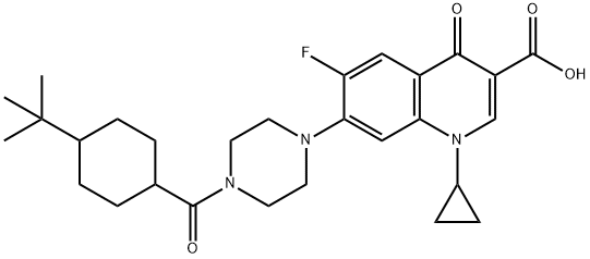3-Quinolinecarboxylic acid, 1-cyclopropyl-7-[4-[[4-(1,1-diMethylethyl)cyclohexyl]carbonyl]-1-piperazinyl]-6-fluoro-1,4-dihydro-4-oxo- 구조식 이미지