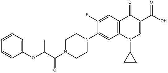 3-Quinolinecarboxylic acid, 1-cyclopropyl-6-fluoro-1,4-dihydro-4-oxo-7-[4-(1-oxo-2-phenoxypropyl)-1-piperazinyl]- 구조식 이미지