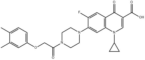 3-Quinolinecarboxylic acid, 1-cyclopropyl-7-[4-[2-(3,4-diMethylphenoxy)acetyl]-1-piperazinyl]-6-fluoro-1,4-dihydro-4-oxo- 구조식 이미지