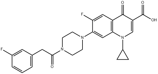 3-Quinolinecarboxylic acid, 1-cyclopropyl-6-fluoro-7-[4-[2-(3-fluorophenyl)acetyl]-1-piperazinyl]-1,4-dihydro-4-oxo- 구조식 이미지