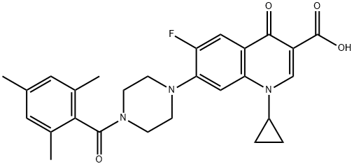 3-Quinolinecarboxylic acid, 1-cyclopropyl-6-fluoro-1,4-dihydro-4-oxo-7-[4-(2,4,6-triMethylbenzoyl)-1-piperazinyl]- Structure