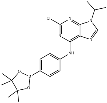 2-chloro-9-isopropyl-N-(4-(4,4,5,5-tetramethyl-1,3,2-dioxaborolan-2-yl)phenyl)-9H-purin-6-amine Structure