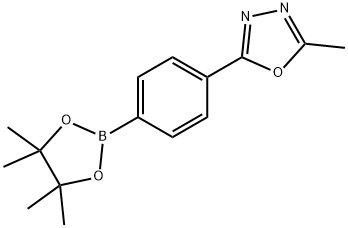 2-Methyl-5-[4-(4,4,5,5-tetramethyl-1,3,2-dioxaborolan-2-yl)phenyl]-1,3,4-oxadiazole 구조식 이미지