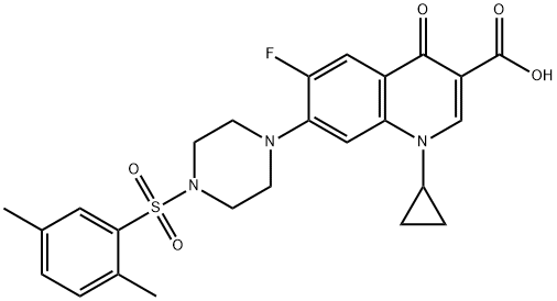 3-Quinolinecarboxylic acid, 1-cyclopropyl-7-[4-[(2,5-diMethylphenyl)sulfonyl]-1-piperazinyl]-6-fluoro-1,4-dihydro-4-oxo- 구조식 이미지