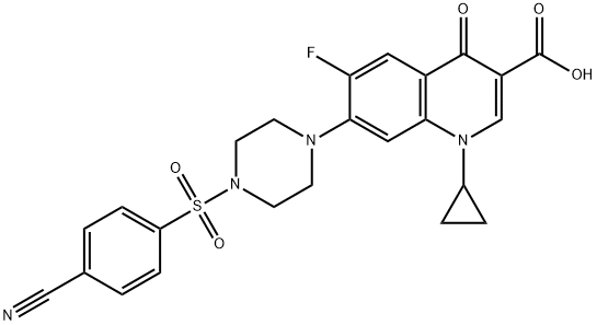 3-Quinolinecarboxylic acid, 7-[4-[(4-cyanophenyl)sulfonyl]-1-piperazinyl]-1-cyclopropyl-6-fluoro-1,4-dihydro-4-oxo- Structure