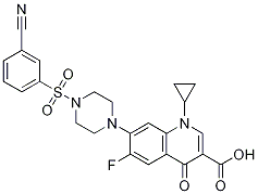 3-Quinolinecarboxylic acid, 7-[4-[(3-cyanophenyl)sulfonyl]-1-piperazinyl]-1-cyclopropyl-6-fluoro-1,4-dihydro-4-oxo- Structure
