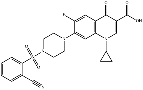 3-Quinolinecarboxylic acid, 7-[4-[(2-cyanophenyl)sulfonyl]-1-piperazinyl]-1-cyclopropyl-6-fluoro-1,4-dihydro-4-oxo- Structure