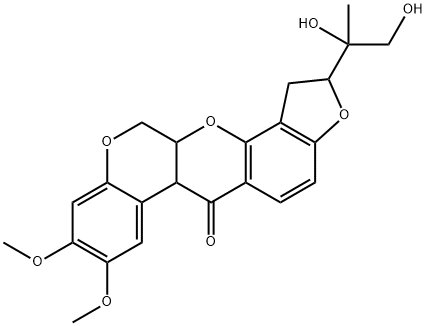 1,2,12,12a-Tetrahydro-2-(1,2-dihydroxy-1-methylethyl)-8,9-dimethoxy[1]benzopyrano[3,4-b]furo[2,3-h][1]benzopyran-6(6aH)-one Structure