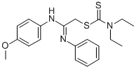 Diethylcarbamodithioic acid 2-((4-methoxyphenyl)amino)-2-(phenylimino) ethyl ester Structure