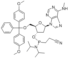 5'-O-(4,4'-DIMETHOXYTRITYL)-N6-METHYL-2'-DEOXYADENOSINE, 3'-[(2-CYANOETHYL)-(N,N-DIISOPROPYL)]PHOSPHORAMIDITE 구조식 이미지