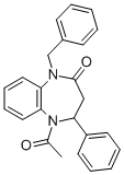 1,3,4,5-Tetrahydro-5-acetyl-4-phenyl-1-(phenylmethyl)-2H-1,5-benzodiaz epin-2-one Structure