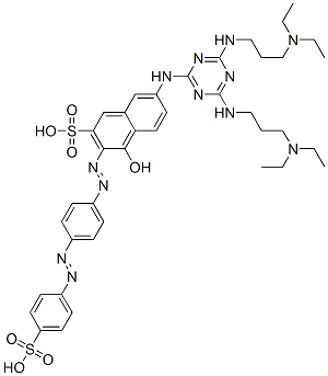 7-[4,6-Bis[3-(diethylamino)propylamino]-1,3,5-triazin-2-ylamino]-4-hydroxy-3-[4-(4-sulfophenylazo)phenylazo]-2-naphthalenesulfonic acid 구조식 이미지