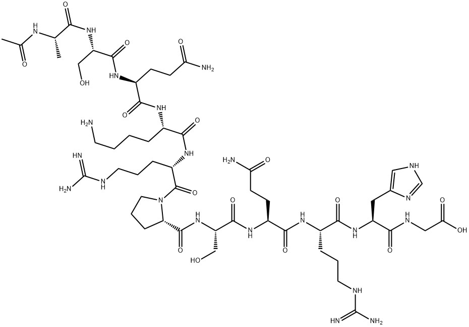 AC-ALA-SER-GLN-LYS-ARG-PRO-SER-GLN-ARG-HIS-GLY-OH Structure