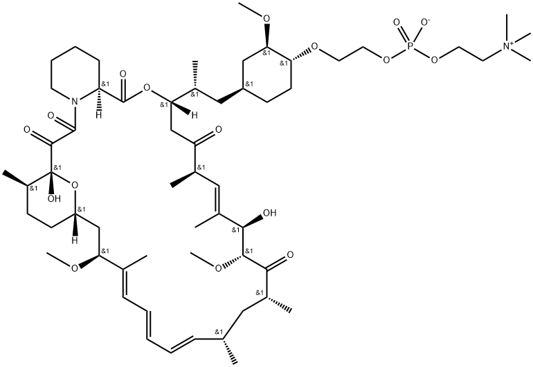 42-O-[2-[[하이드록시[2-(트리메틸아모니오)에톡시]포스피닐]옥시]에틸]라파마이신내염 구조식 이미지